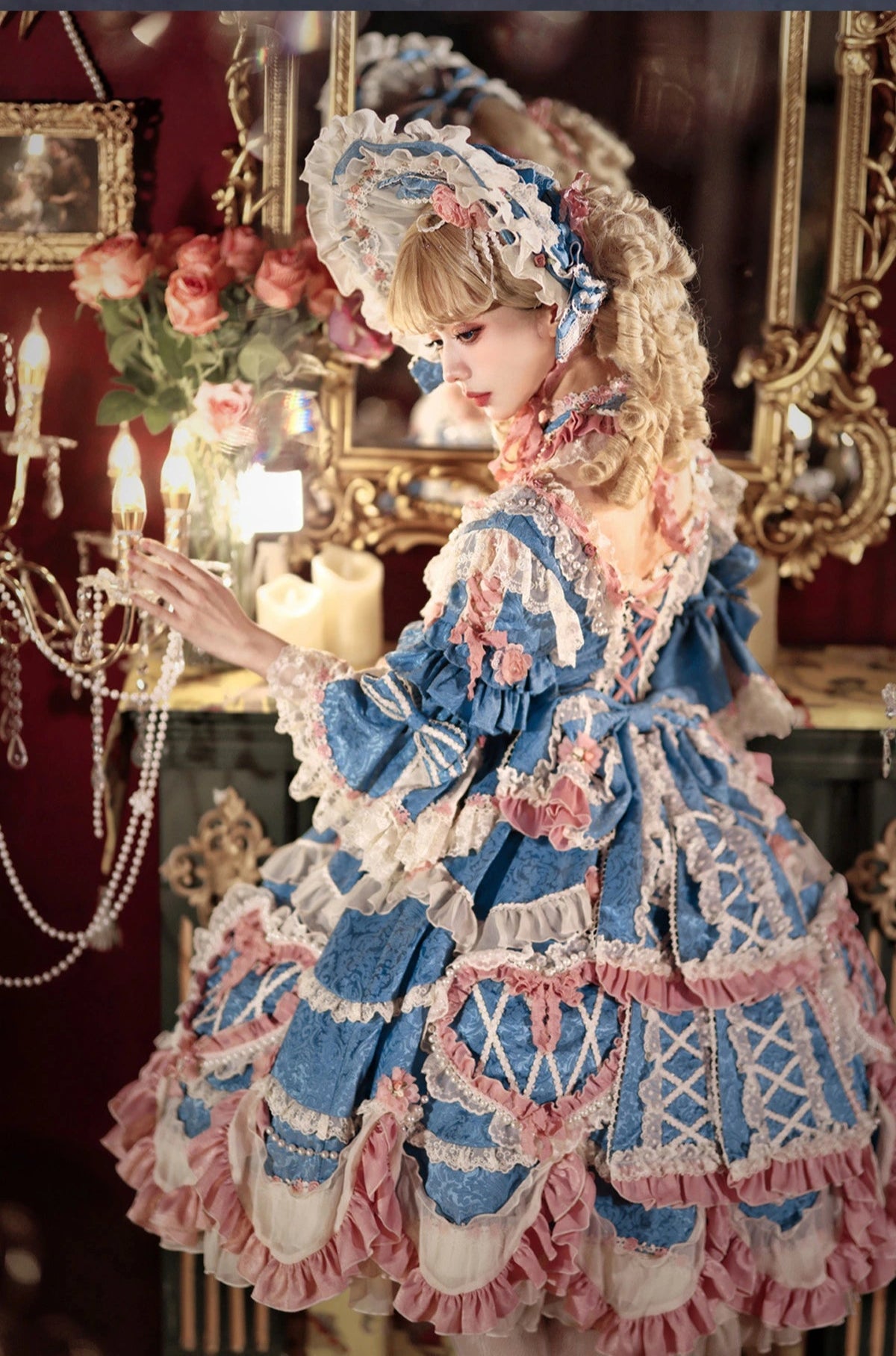 【受注予約2/12まで】Antique Cake ハートのロリィタドレス・ブルー