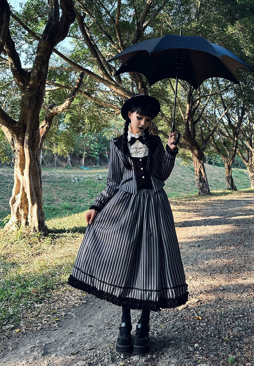 【予約販売】Classic Chocolat Stripe ストライプスカート・ロング丈