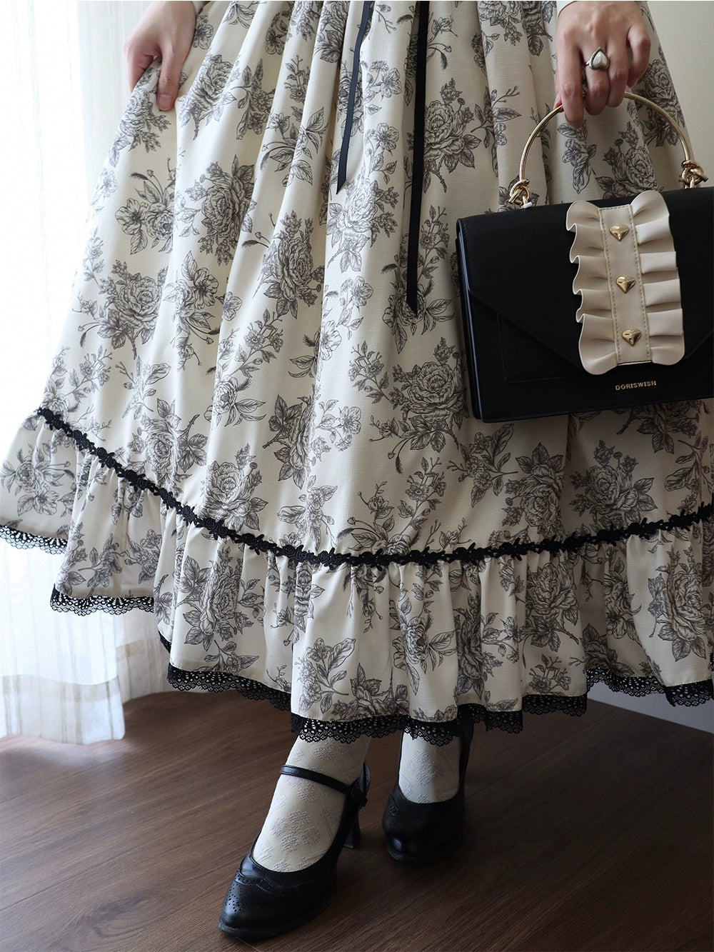 【予約販売】Sketch Wild Rose ハイウエストスカート プリントタイプ