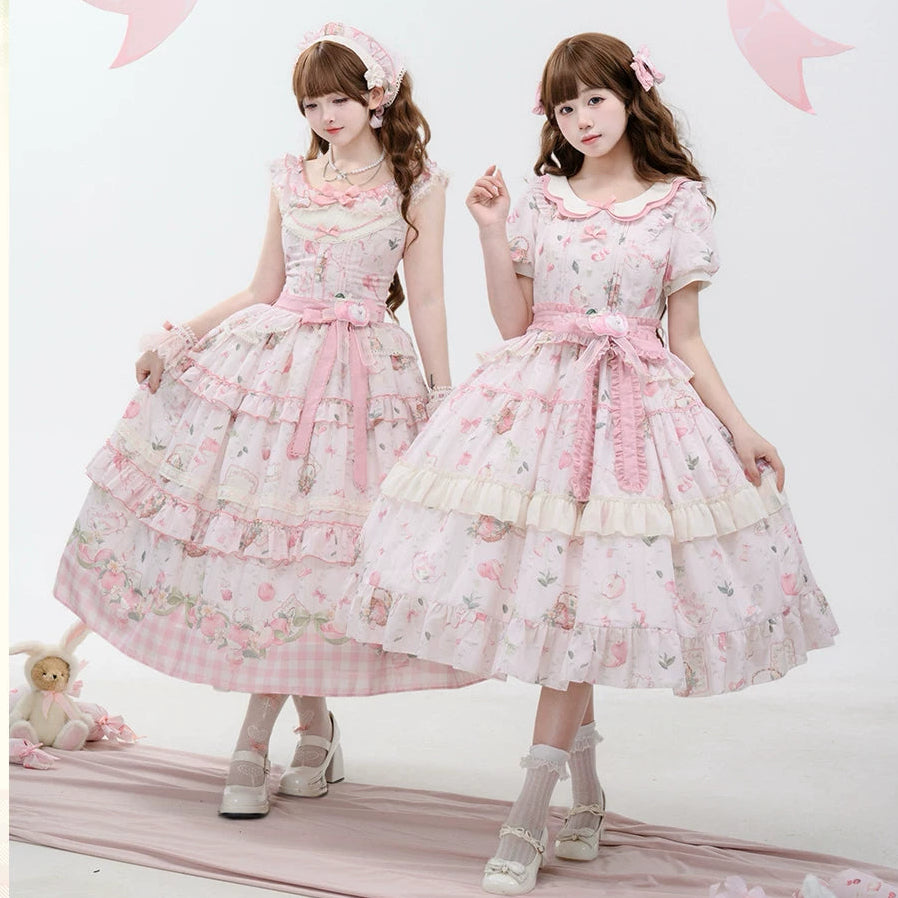 【受注予約9/2まで】Natural Apple Tea ガーデンジャンパースカート・ピンク