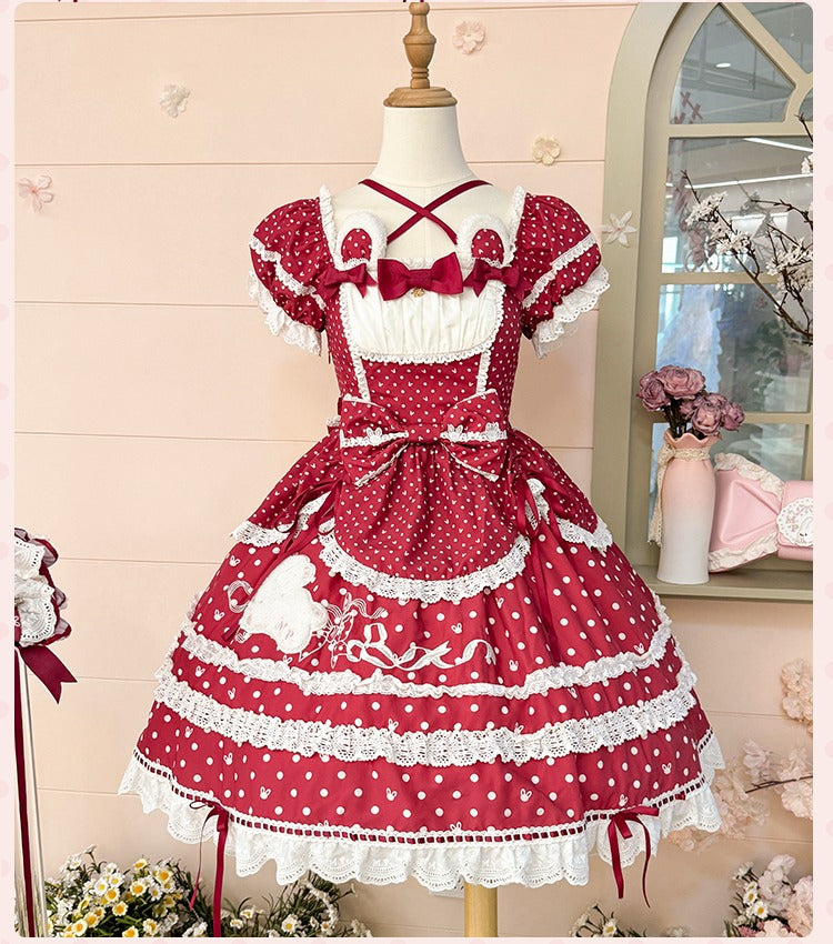【受注予約6/11まで】Bow Rabbit 水玉ワンピース・全5色