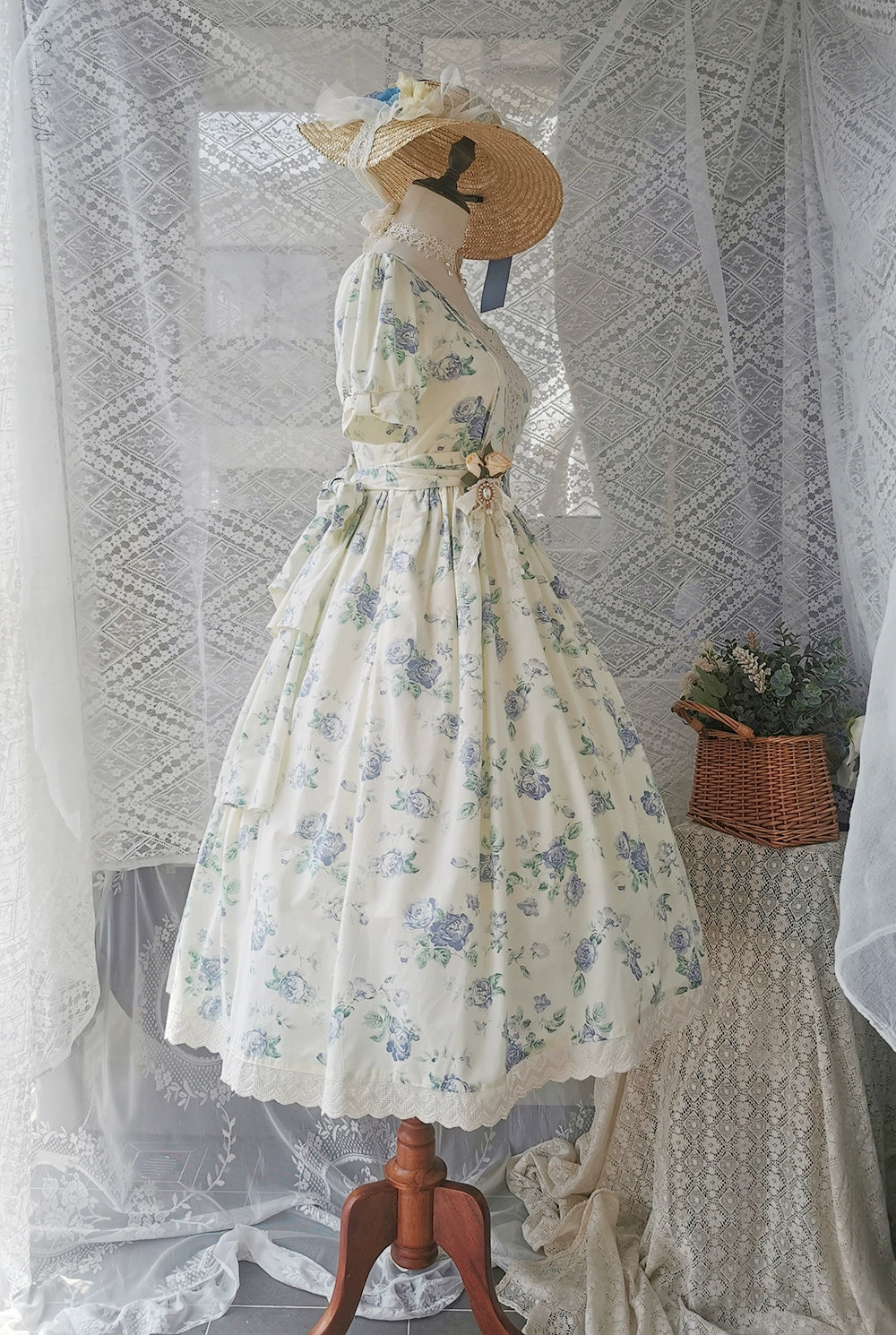 【予約販売】Rose Song ヴィンテージデザイン半袖ワンピース