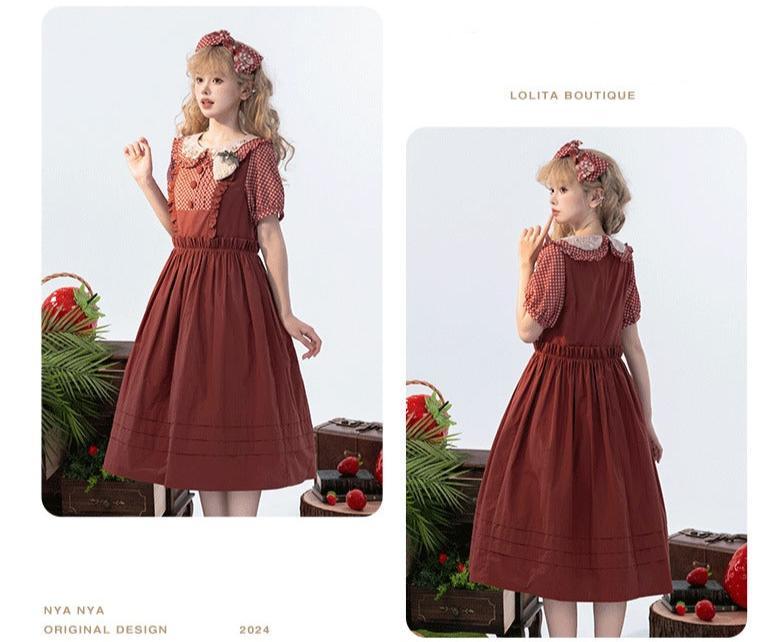 [Pre-orders available until 9/1] Strawberry Field Check x Plain Dress