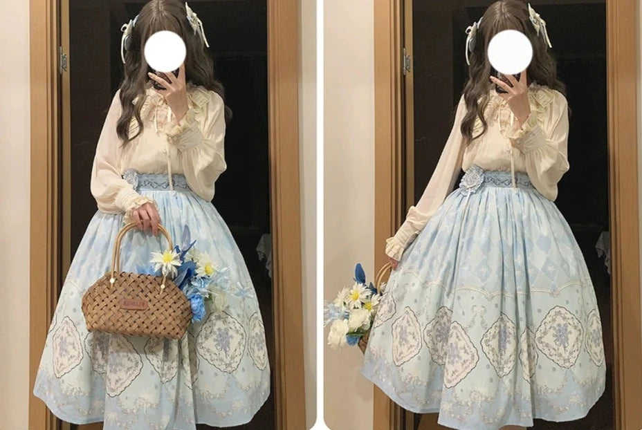[Sale Period Ended] Forget Me Not Pastel Color Print Skirt