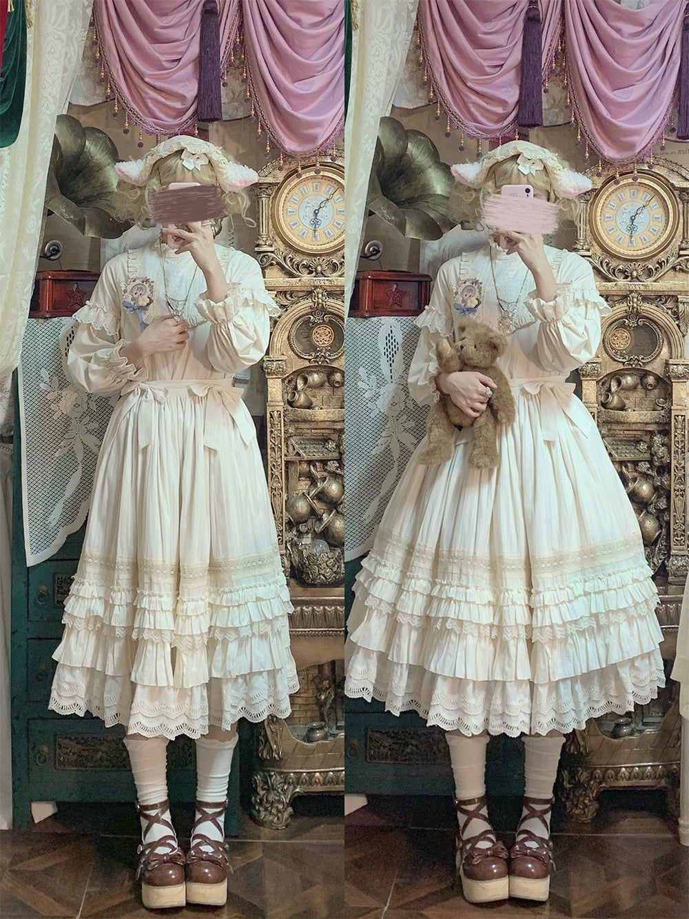 【予約販売】Sweetie Sheep ショルダーストラップ付きスカート・無地タイプ