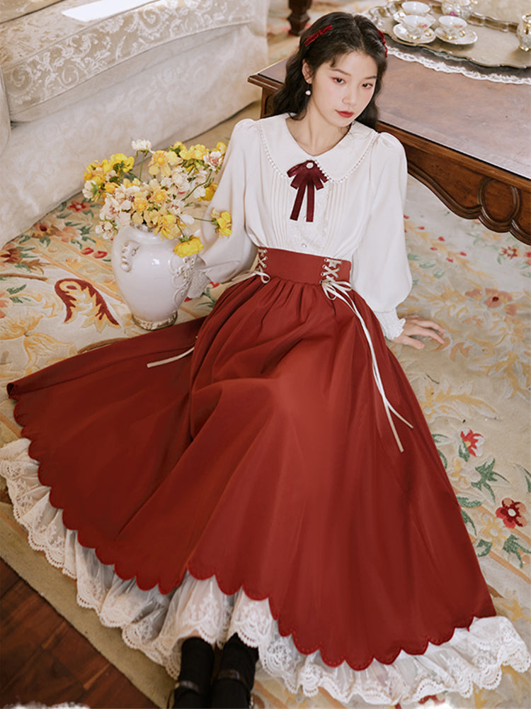 お嬢様風レトロクラシカルセットアップ 【長袖タイプ】 全7色