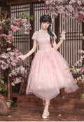 馨香 花びらティアード中華風ロリータワンピース