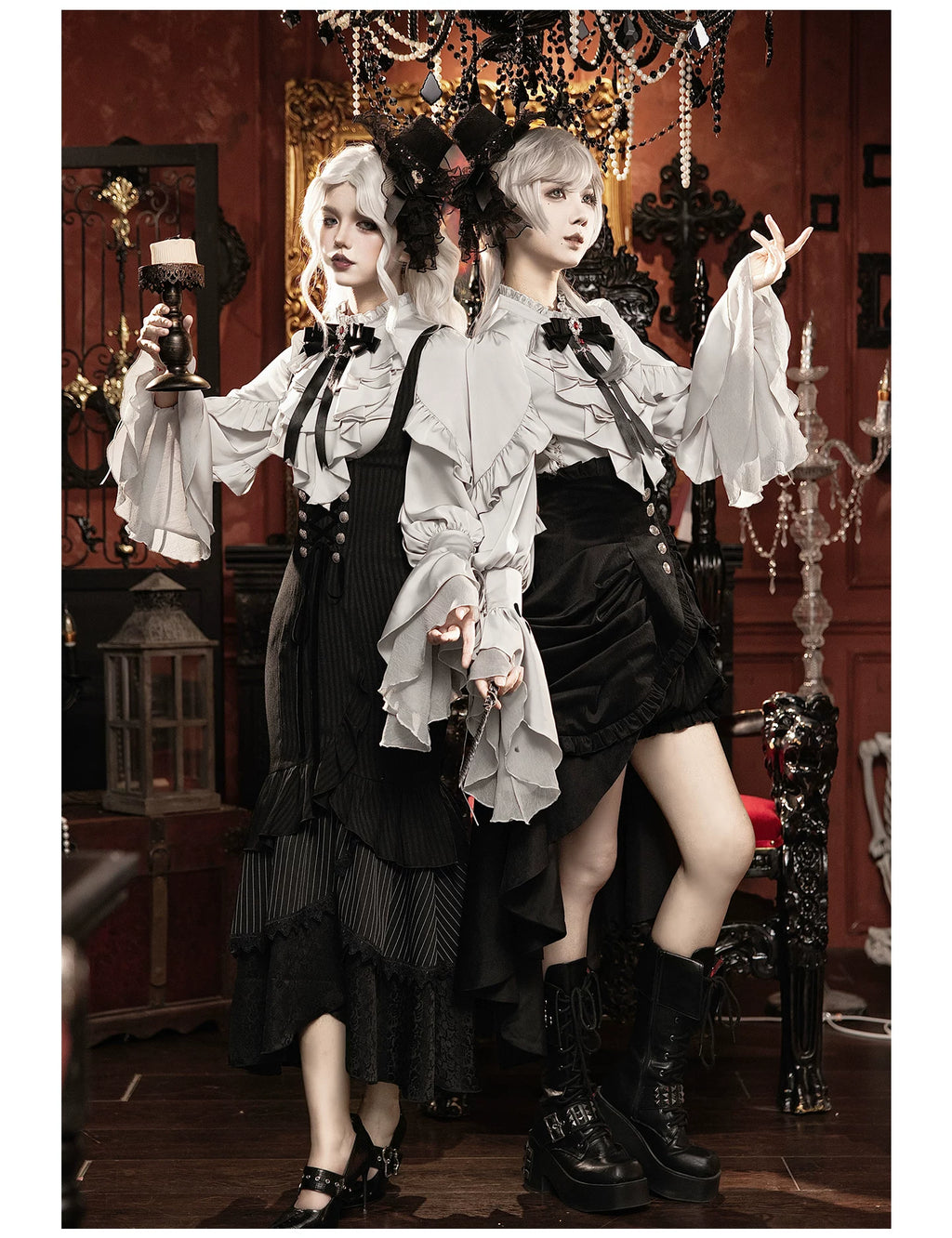 【予約販売】夜鴉 皇子系ゴシックブラウス＆パンツセット