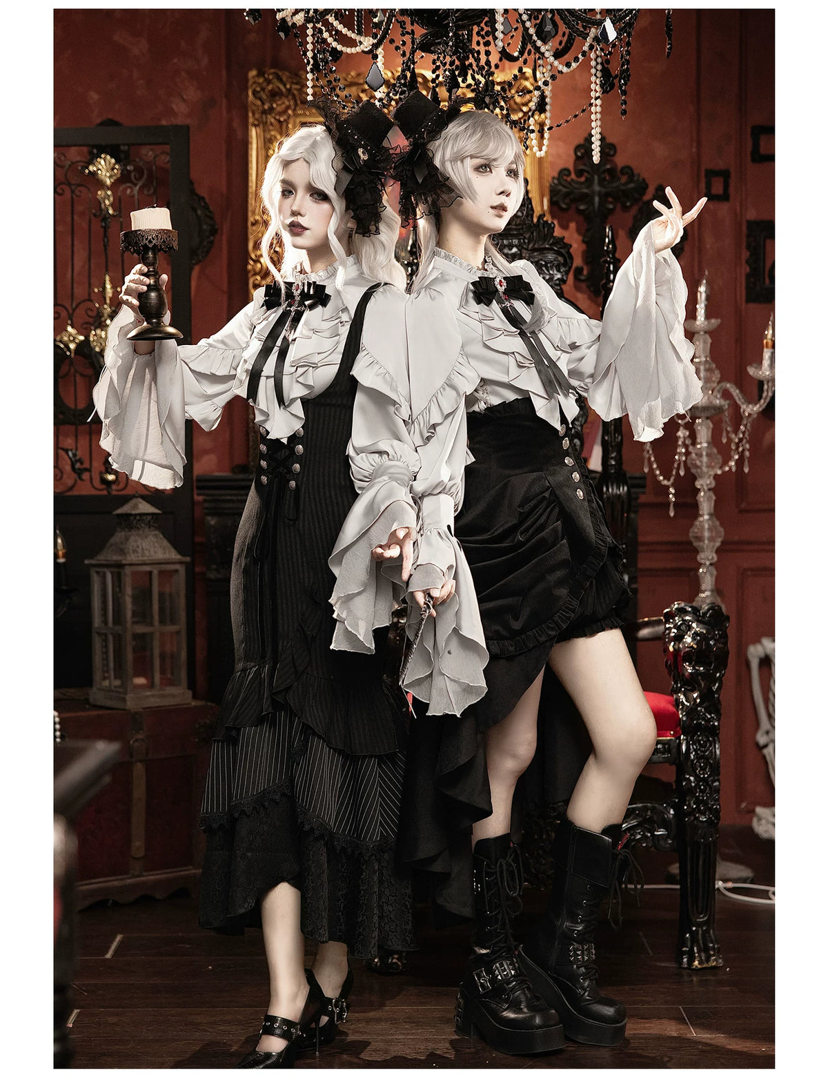 【予約販売】夜鴉 皇子系ゴシックブラウス＆パンツセット
