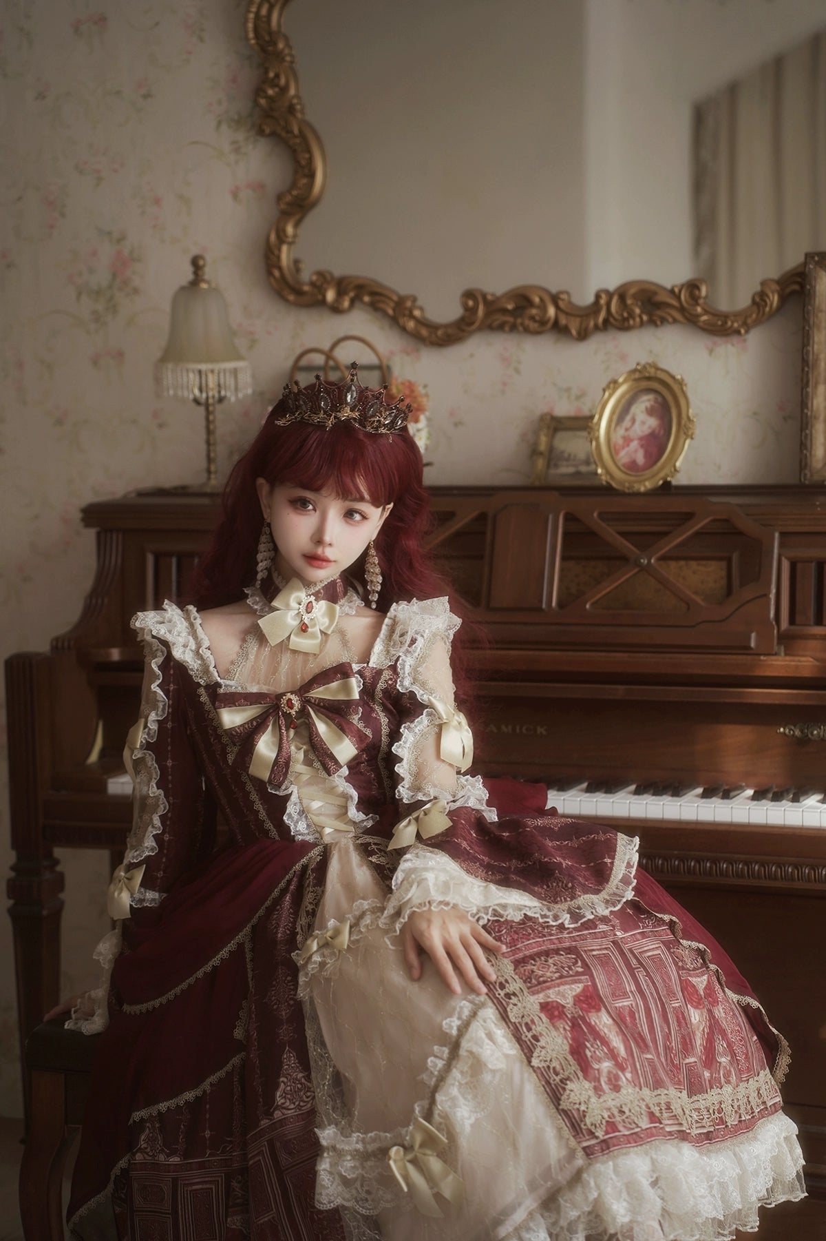 Baroque Palace Burgundy Princess Dress