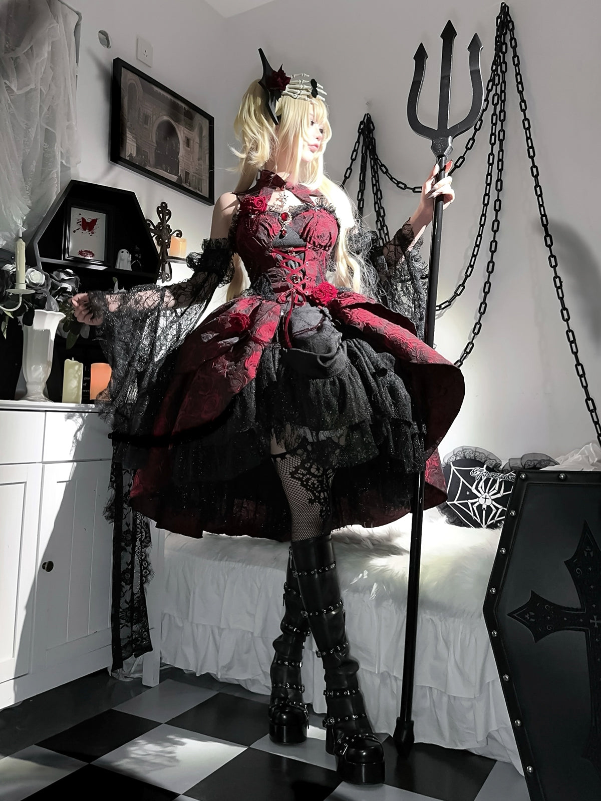 Dark Crimson Rose ゴスロリジャンパースカート