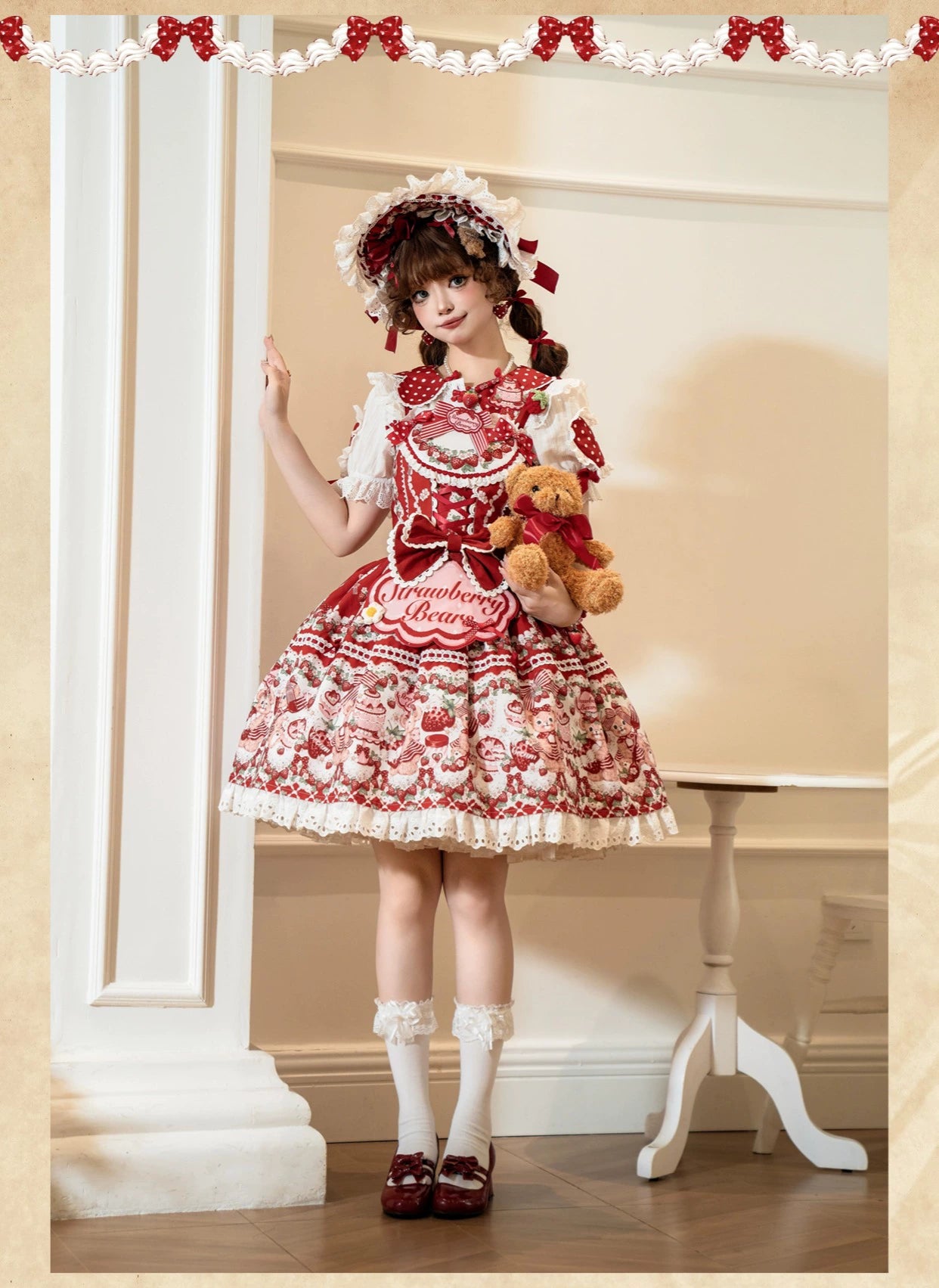 Bear Strawberry Garden ジャンパースカート3点セット