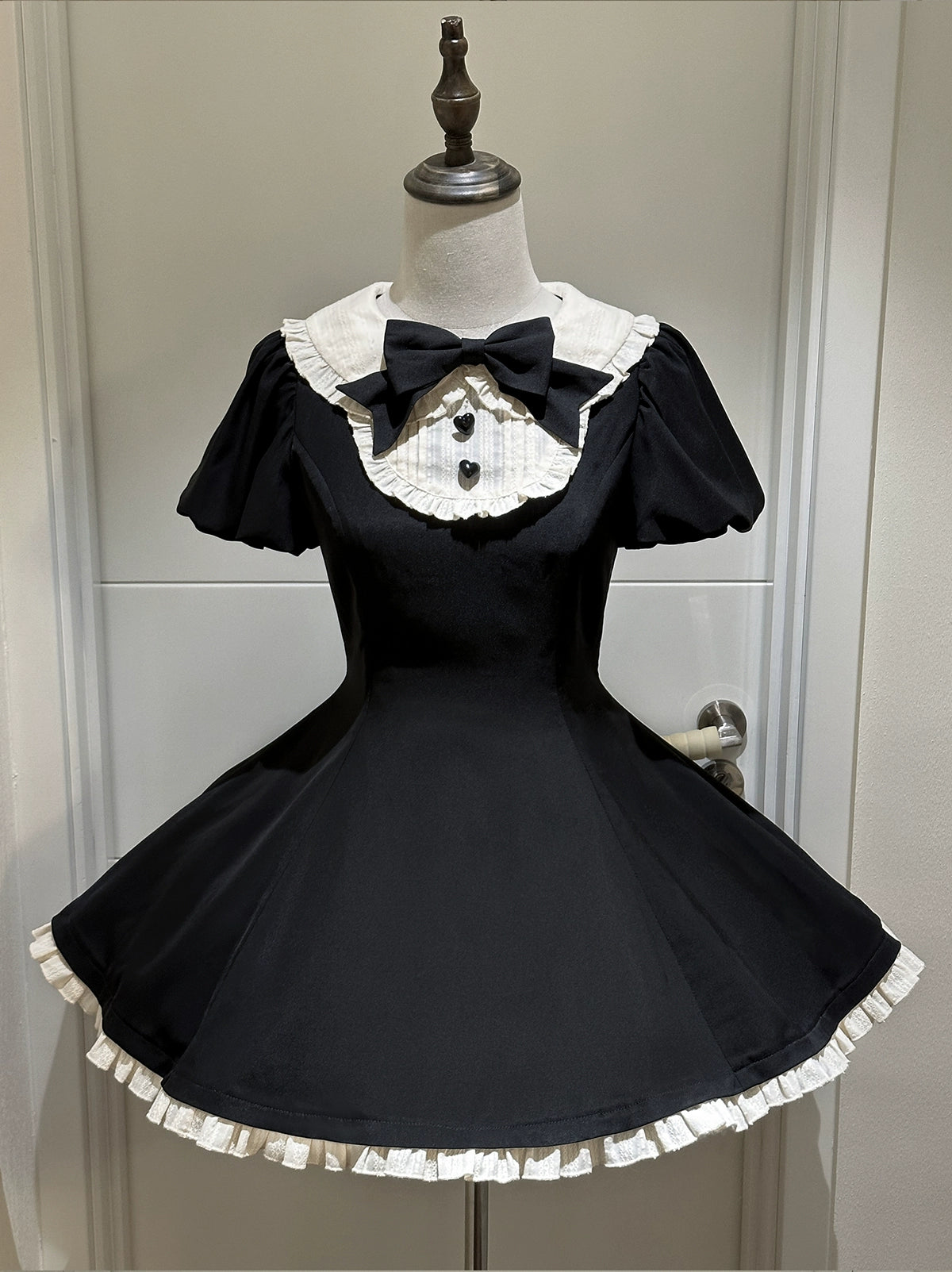 Heart button maid style dress set