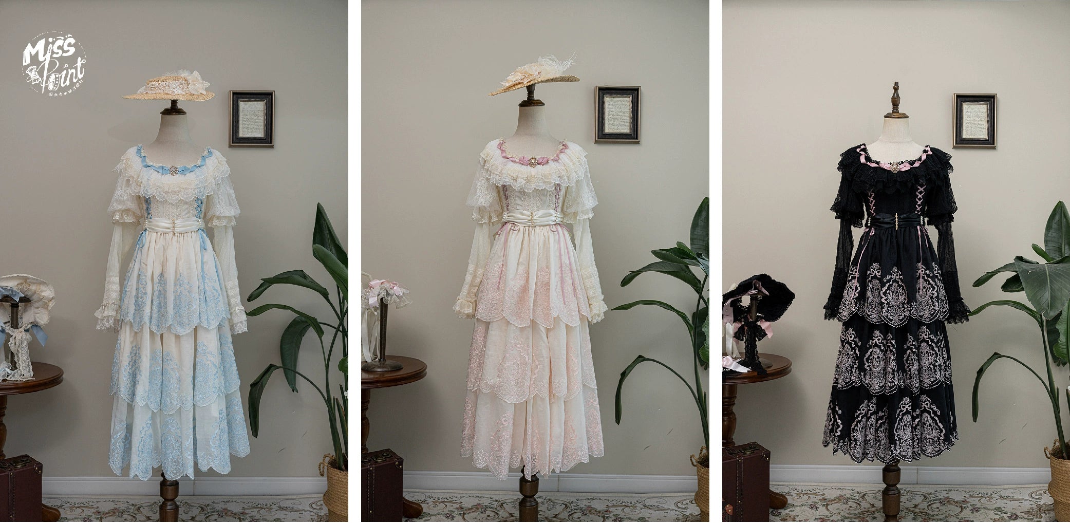 【予約販売】Noble Garden 付け袖付き刺繍ワンピース