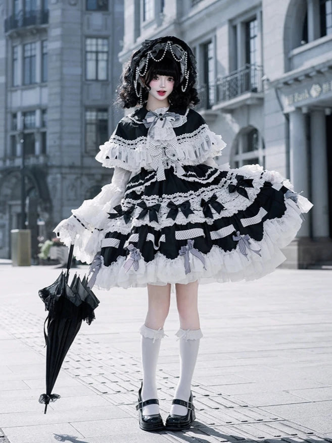 [Pre-orders available until 12/11] Concerto Out of Order Monotone Sweet Lolita Jumper Skirt Full Set