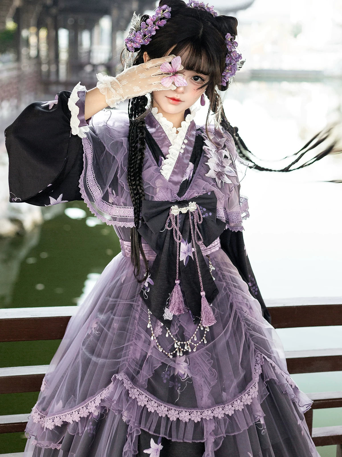Purple Silk Lily 華ロリドレスセット