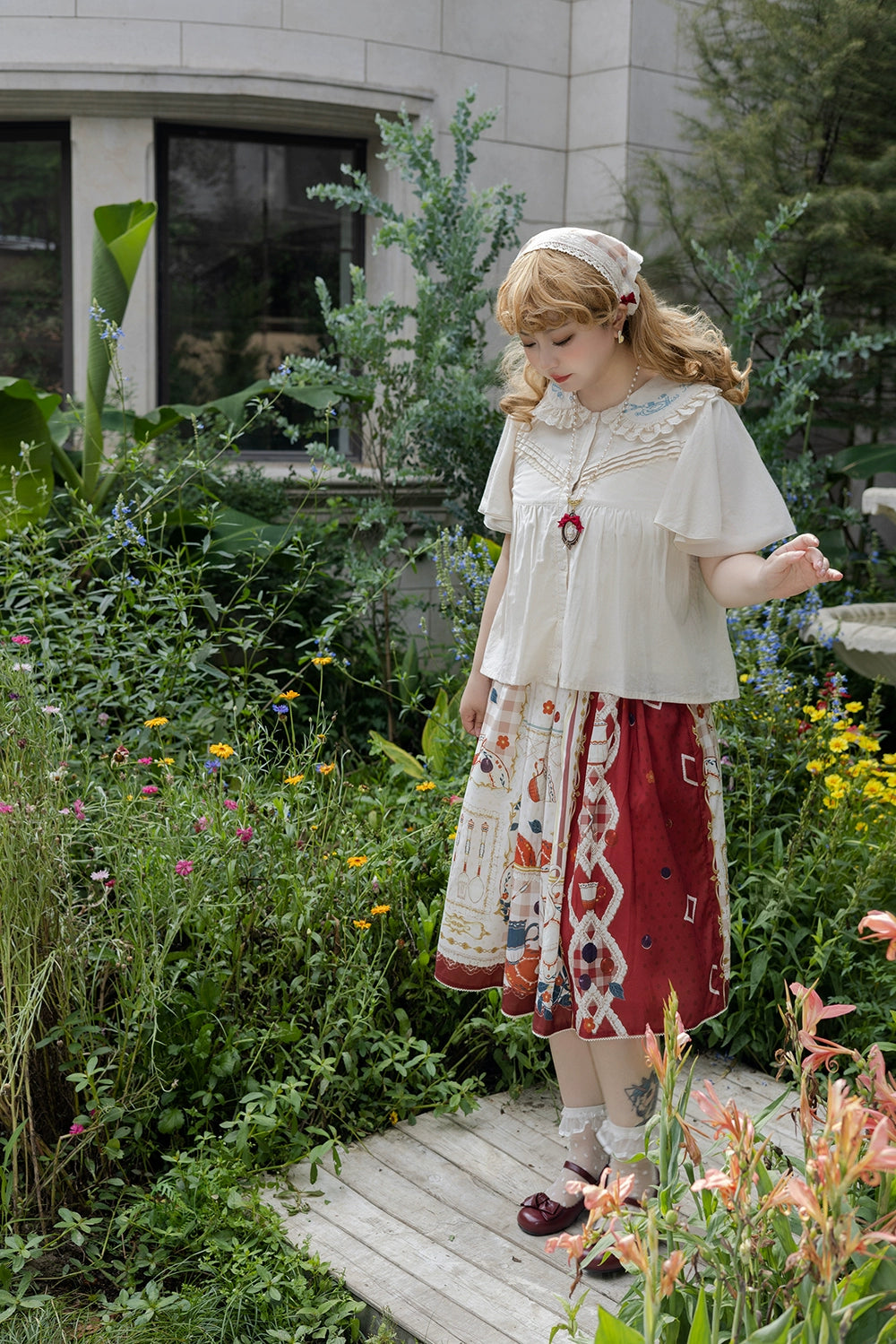 【予約販売】Picnic Tea Party 2wayサロペットスカート
