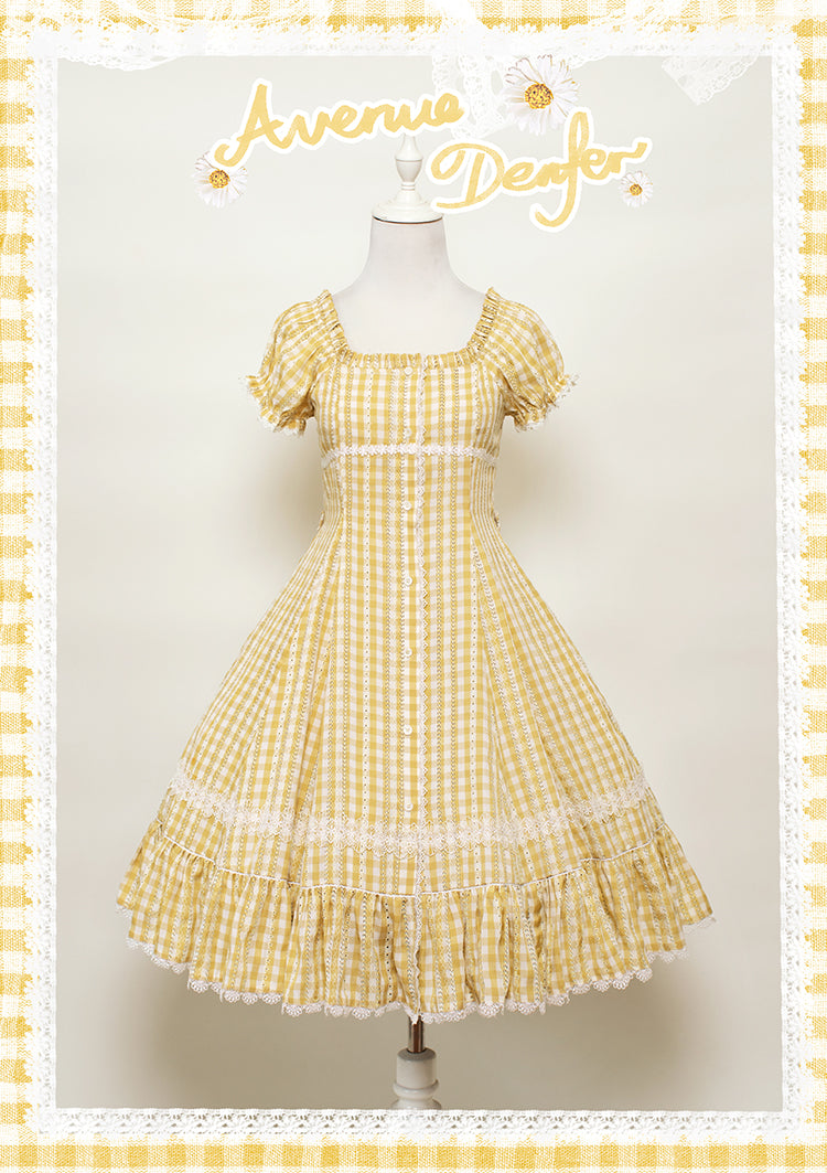 Day's eye ギンガムチェックのレトロ半袖ワンピース 全3色