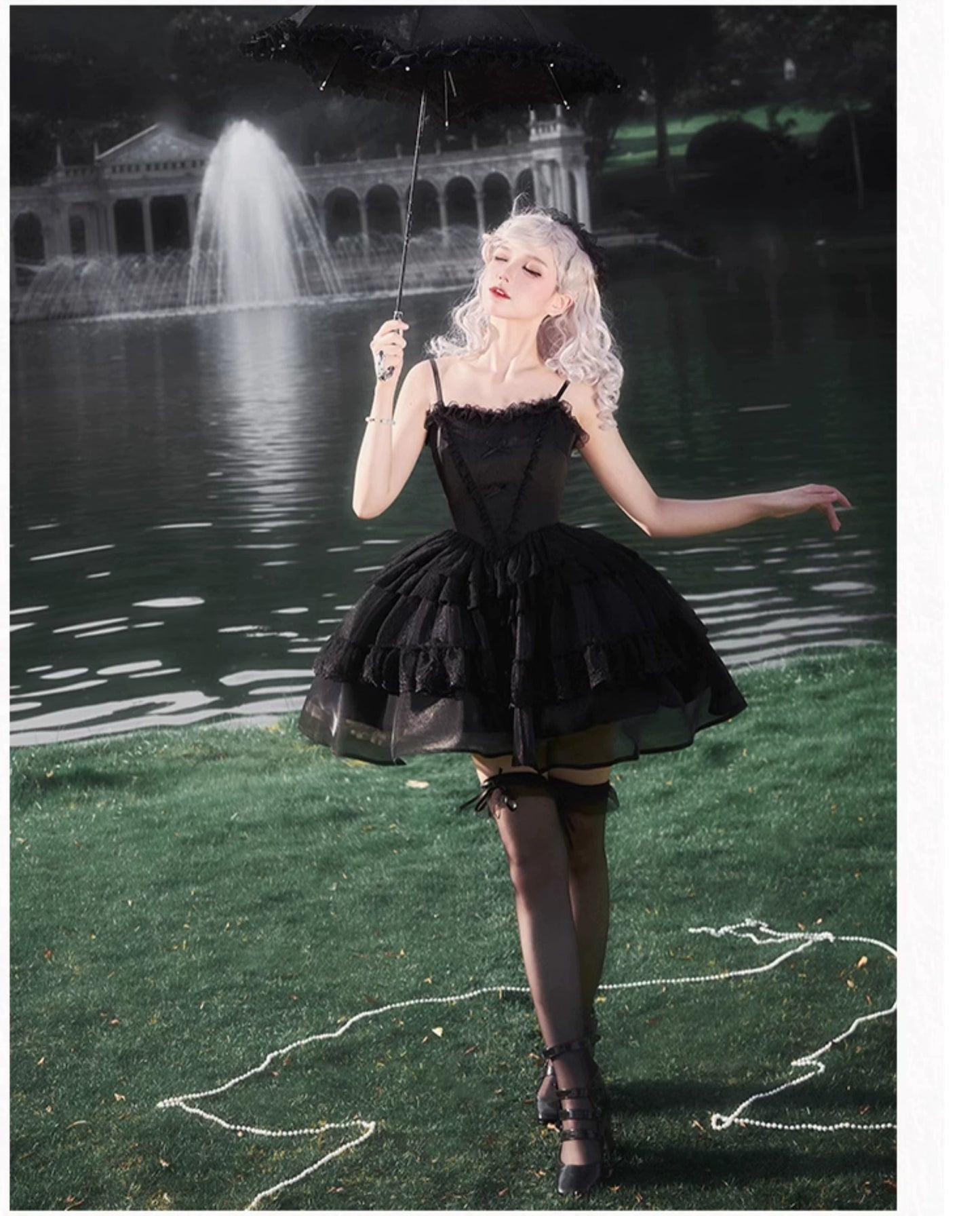 Dark Fairy Layered Frill Jumper Skirt and Blouse