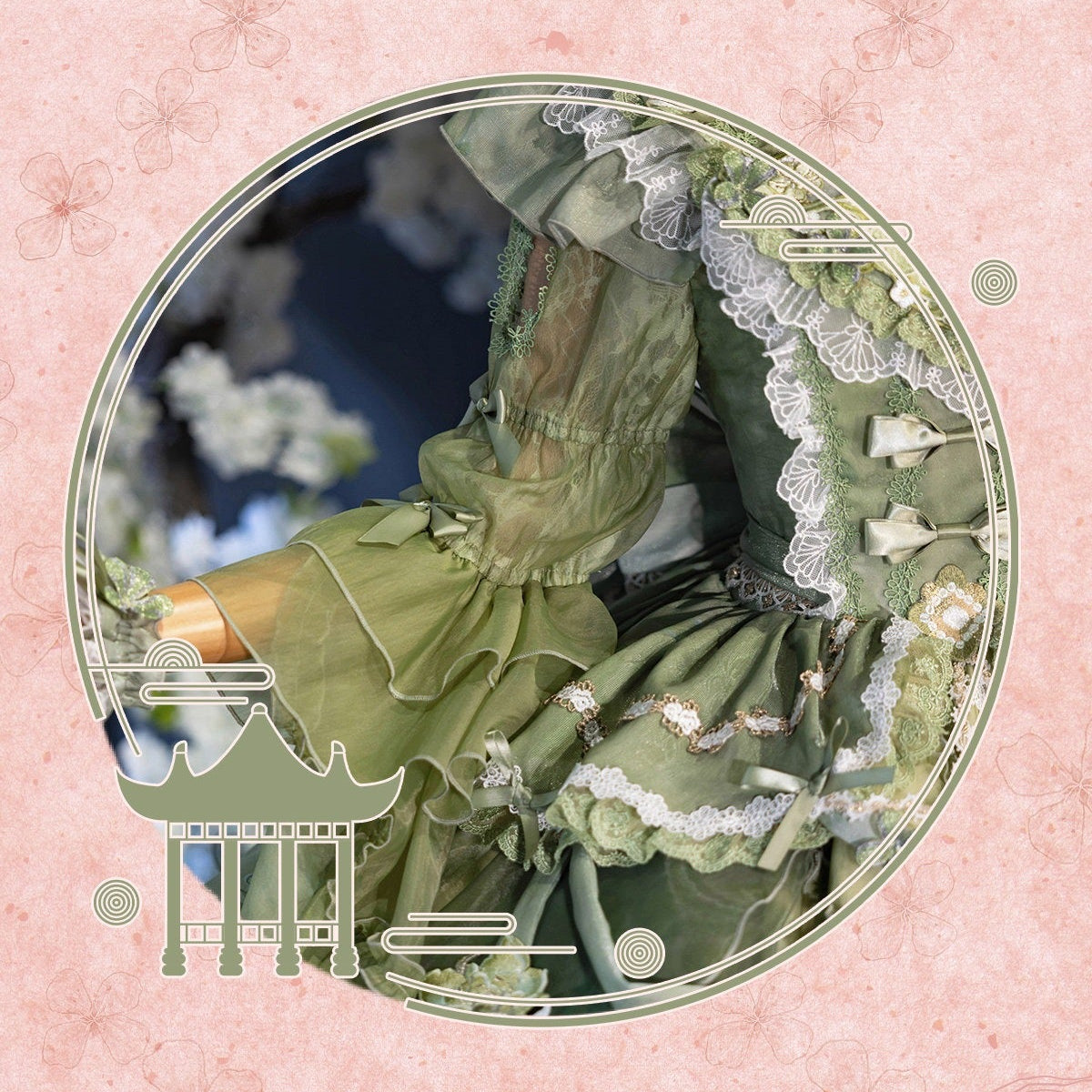 【受注予約6/28まで】瑠璃花霞 華ロリドレス・蒹葭（グリーン）