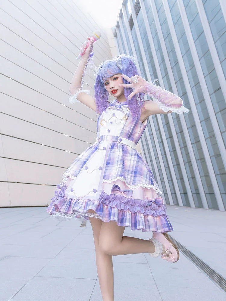 Starry and Radiant sweet check idol style jumper skirt