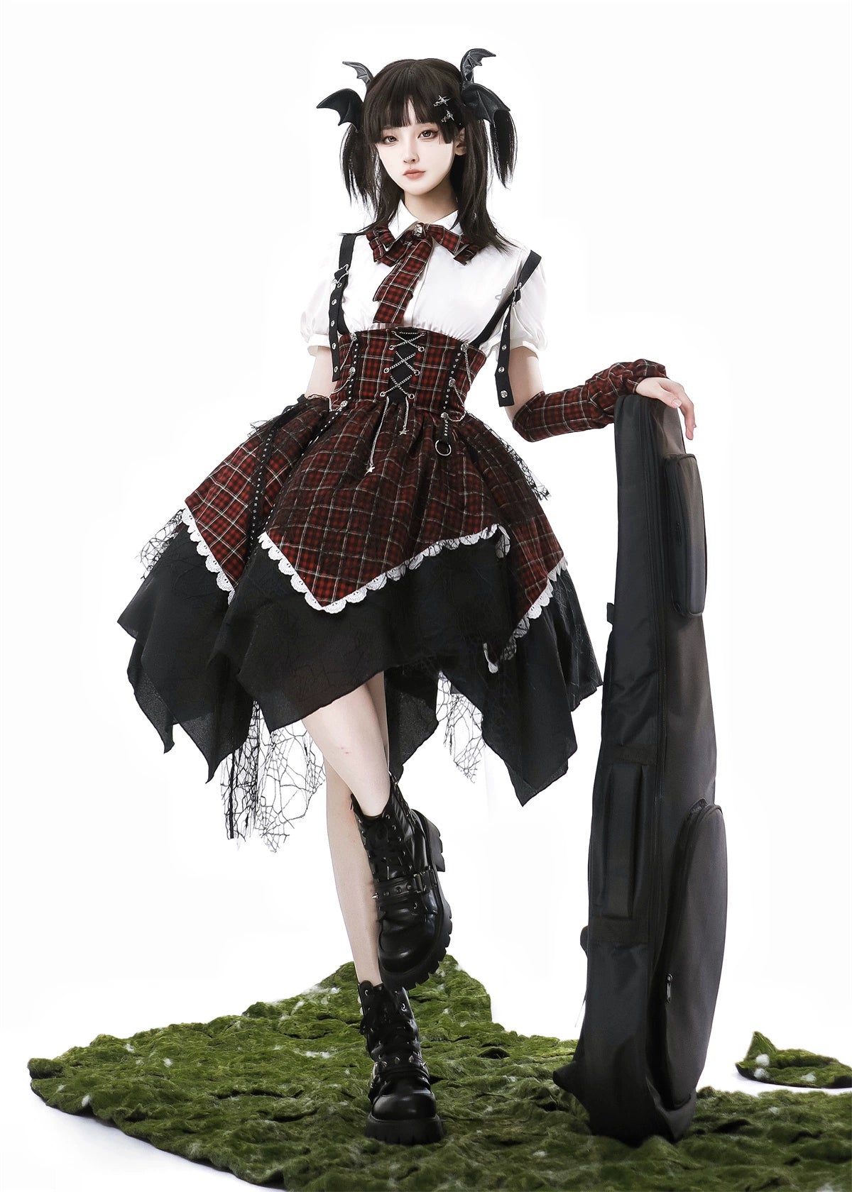 Soul Tune Punk Check Jumper Skirt Set – ロリータファッション通販RonRon Soul Tune Punk Check Jumper Skirt Set – ロリータファッション通販RonRon