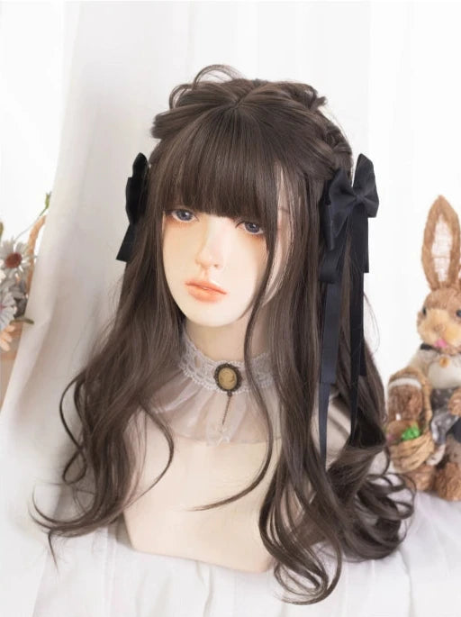 Lolita wig, dark brown, fluffy, long curls