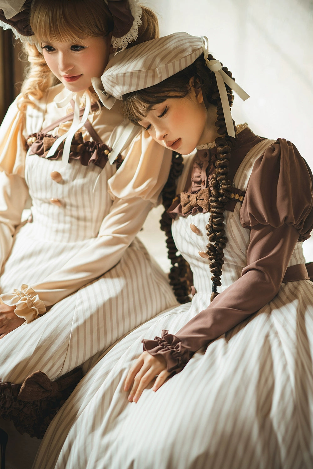 [Pre-orders available until 12/4] Classic Chocolat Stripe Ribbon Tie Blouse