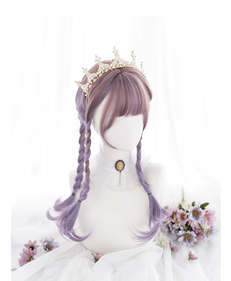 ロリィタウィッグ ピンクパープルグラデーション ゆるふわカールロング