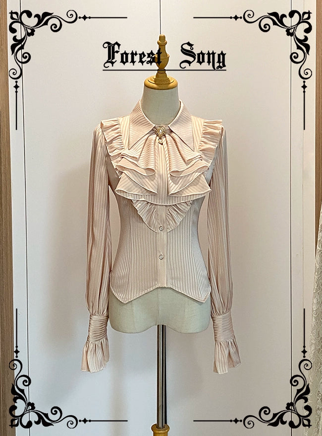 【予約販売】ジャボタイ付クラシカルストライプブラウス