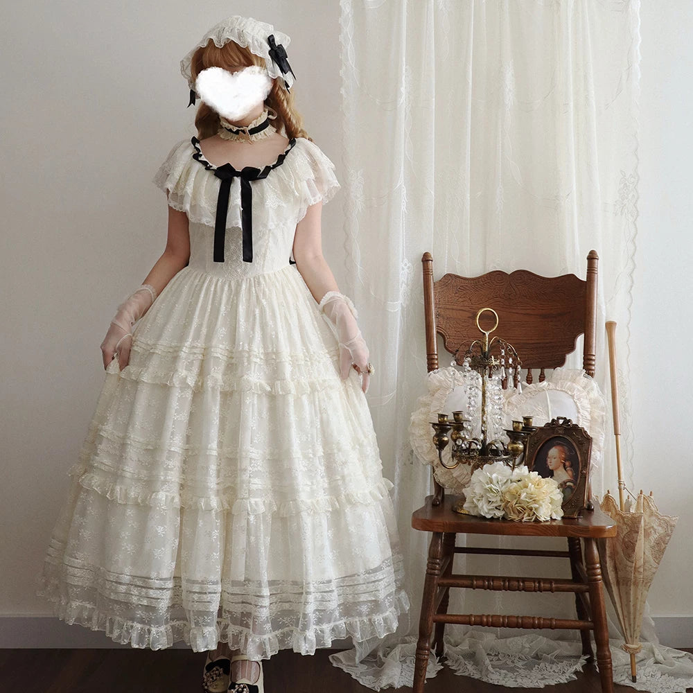 【受注予約10/13まで】Dream Lace ショールレースジャンパースカート