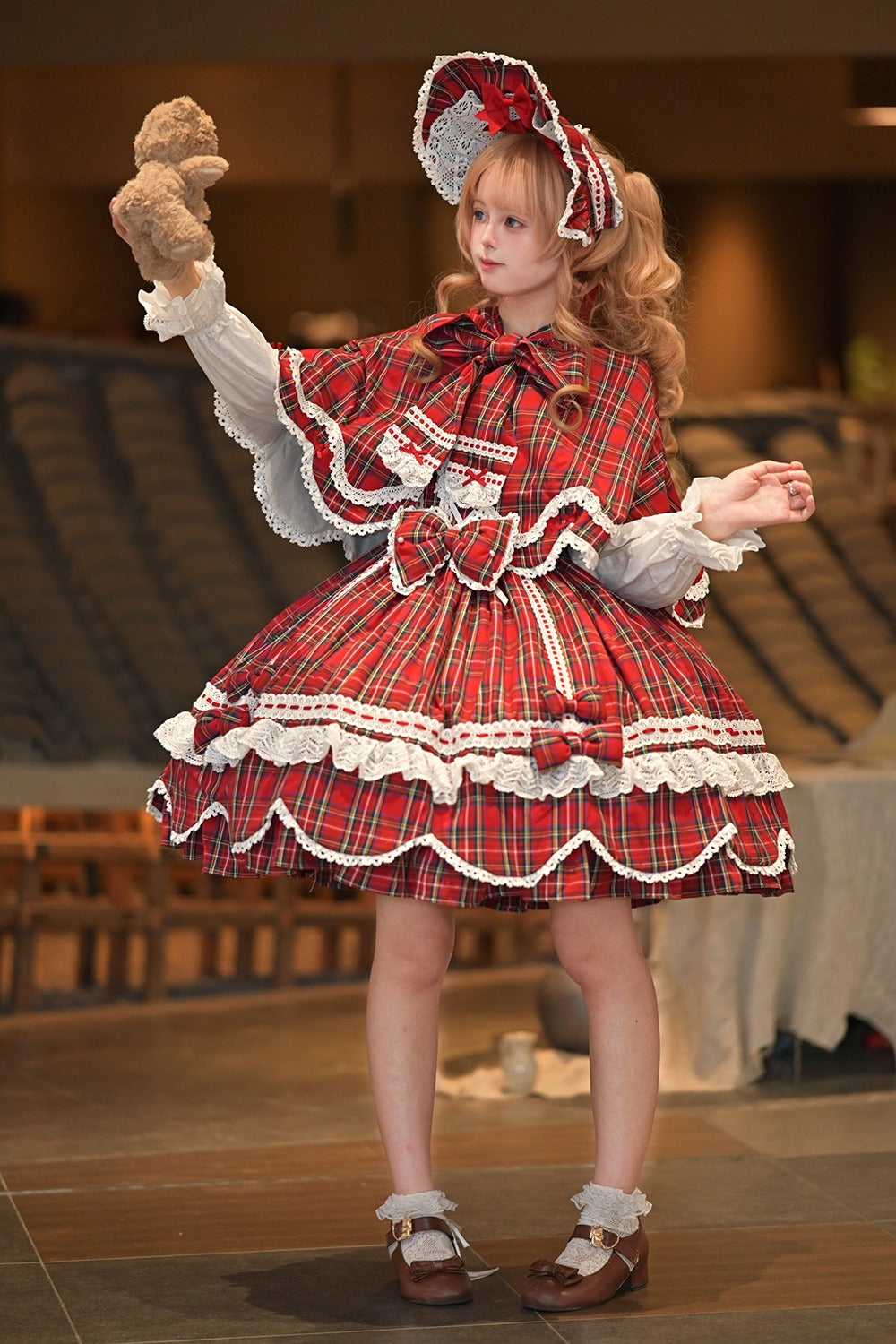 【受注予約10/15まで】Checkered Petal Rabbit リボンワンピース