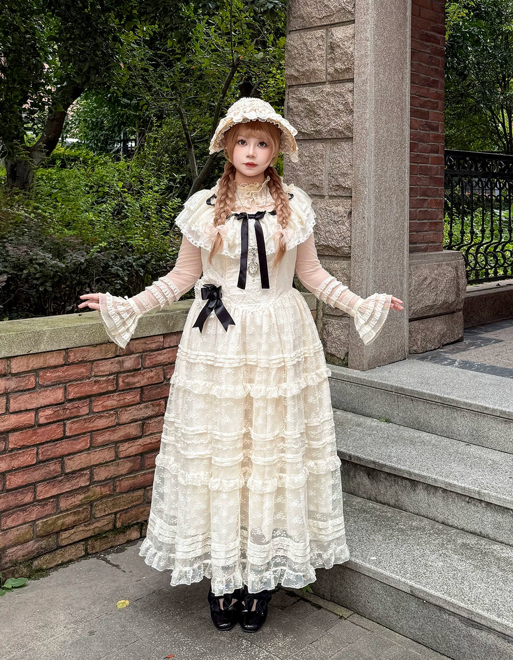 【受注予約10/13まで】Dream Lace ショールレースジャンパースカート
