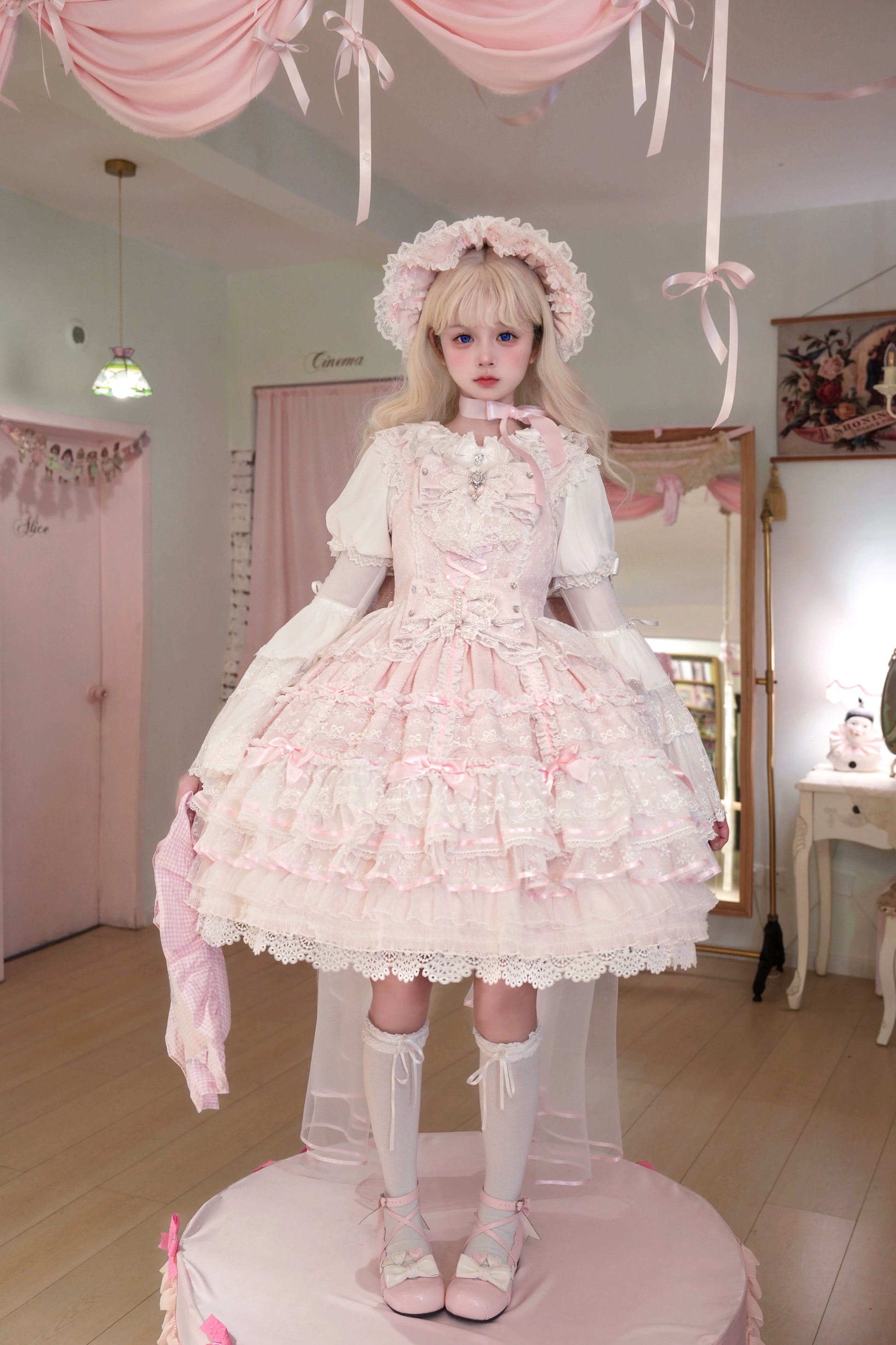 Wishing Star ドール風ジャンパースカート・ピンク – ロリータ Wishing Star ドール風ジャンパースカート・ピンク – ロリータ