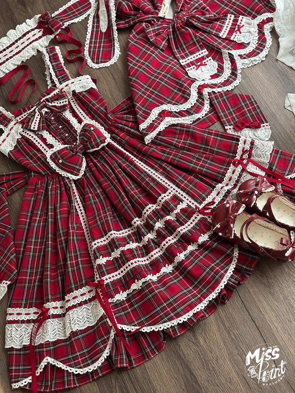 【予約販売】Checkered Petal Rabbit リボンジャンパースカート