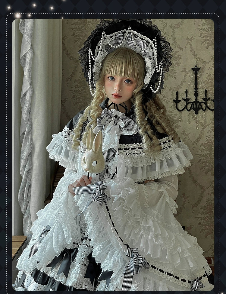 [Pre-orders available until 12/11] Concerto Out of Order Monotone Sweet Lolita Jumper Skirt Full Set