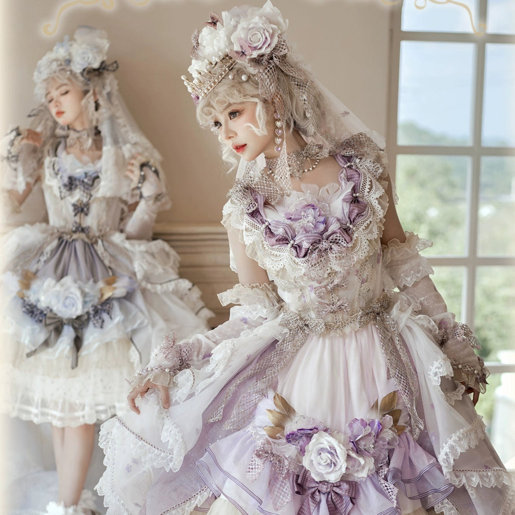 【受注予約8/13まで】Snow Rose Princess トレーン付きドレス・パープル