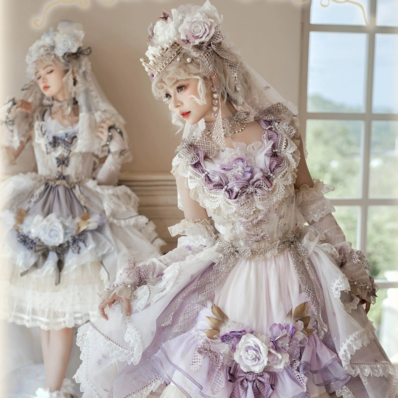 【受注予約8/13まで】Snow Rose Princess トレーン付きドレス・パープル
