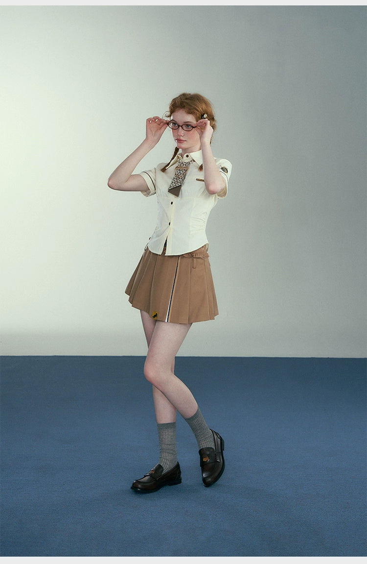 [Pre-order] Hogwarts School of Witchcraft and Wizardry Lined Waist Shaved Short Sleeve Blouse