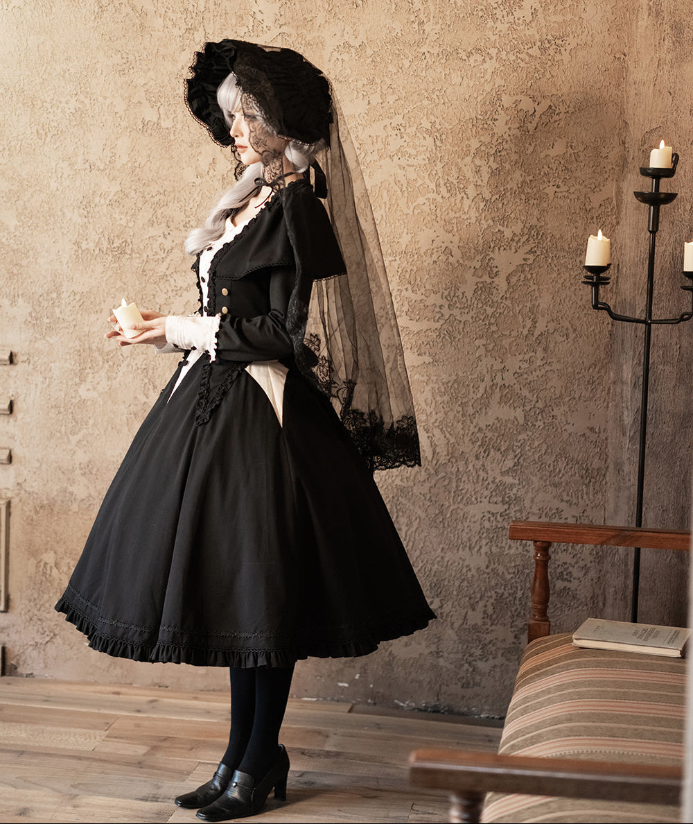 【受注予約12/3まで】漆黒の秒針 長袖ワンピース・ショート丈