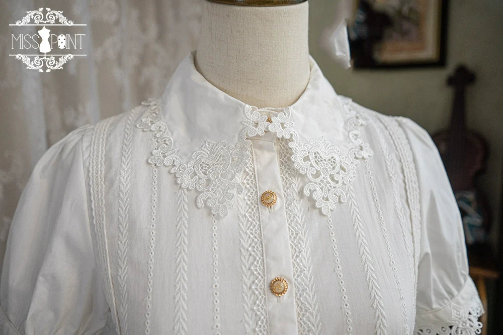 Secret Key White Lace Short Sleeve Blouse