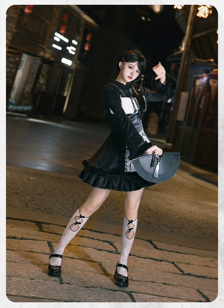 黒蘭 ショルダーカットワンピース