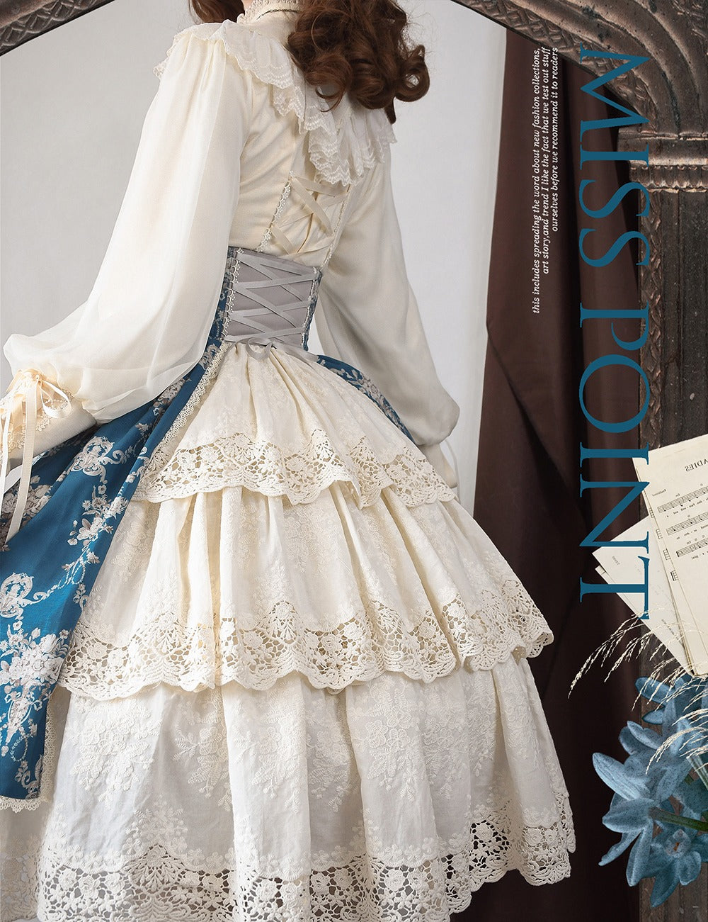 【予約販売】Antique Flower Wall ハイウエストスカート
