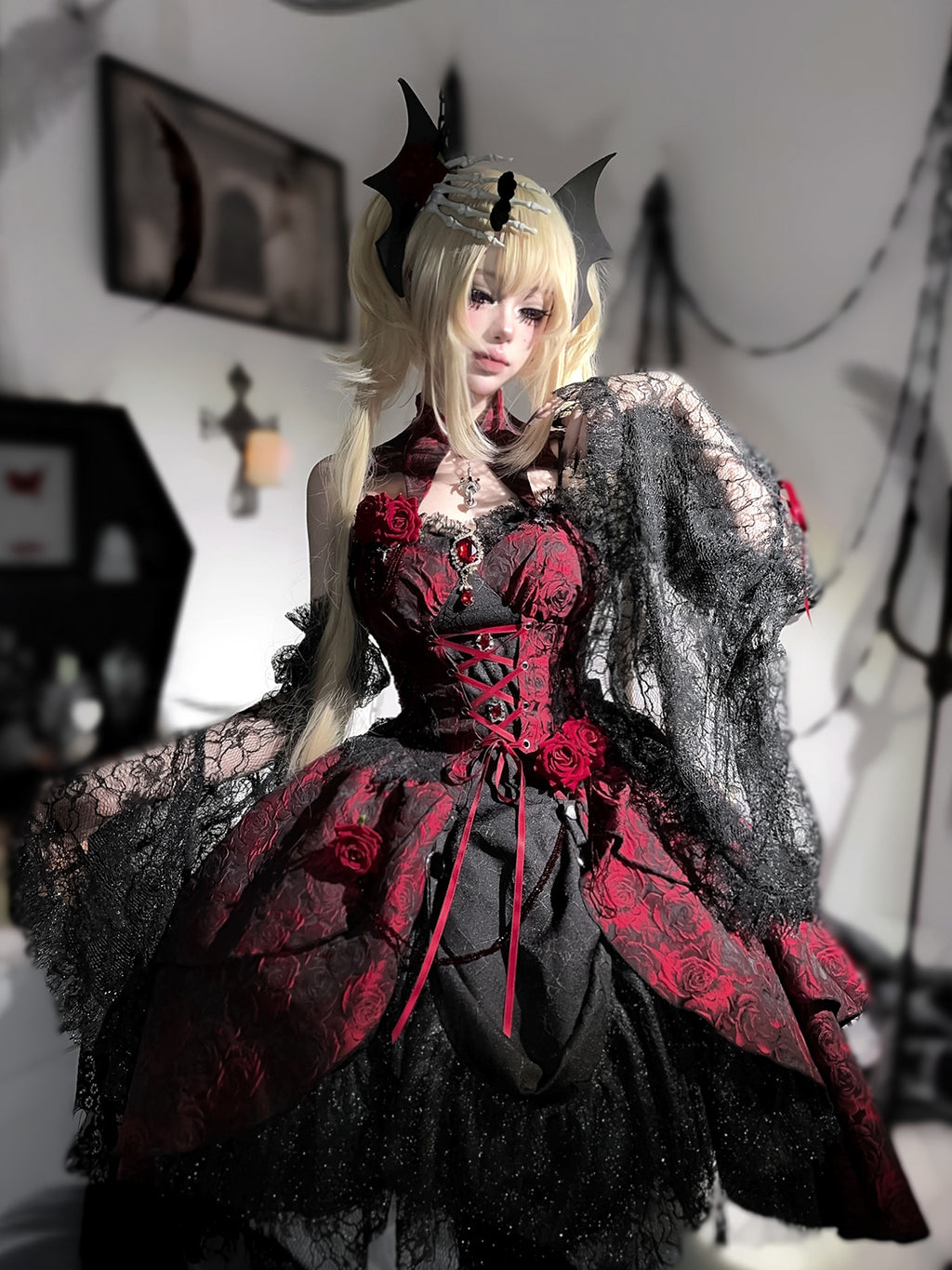 Dark Crimson Rose ゴスロリジャンパースカート