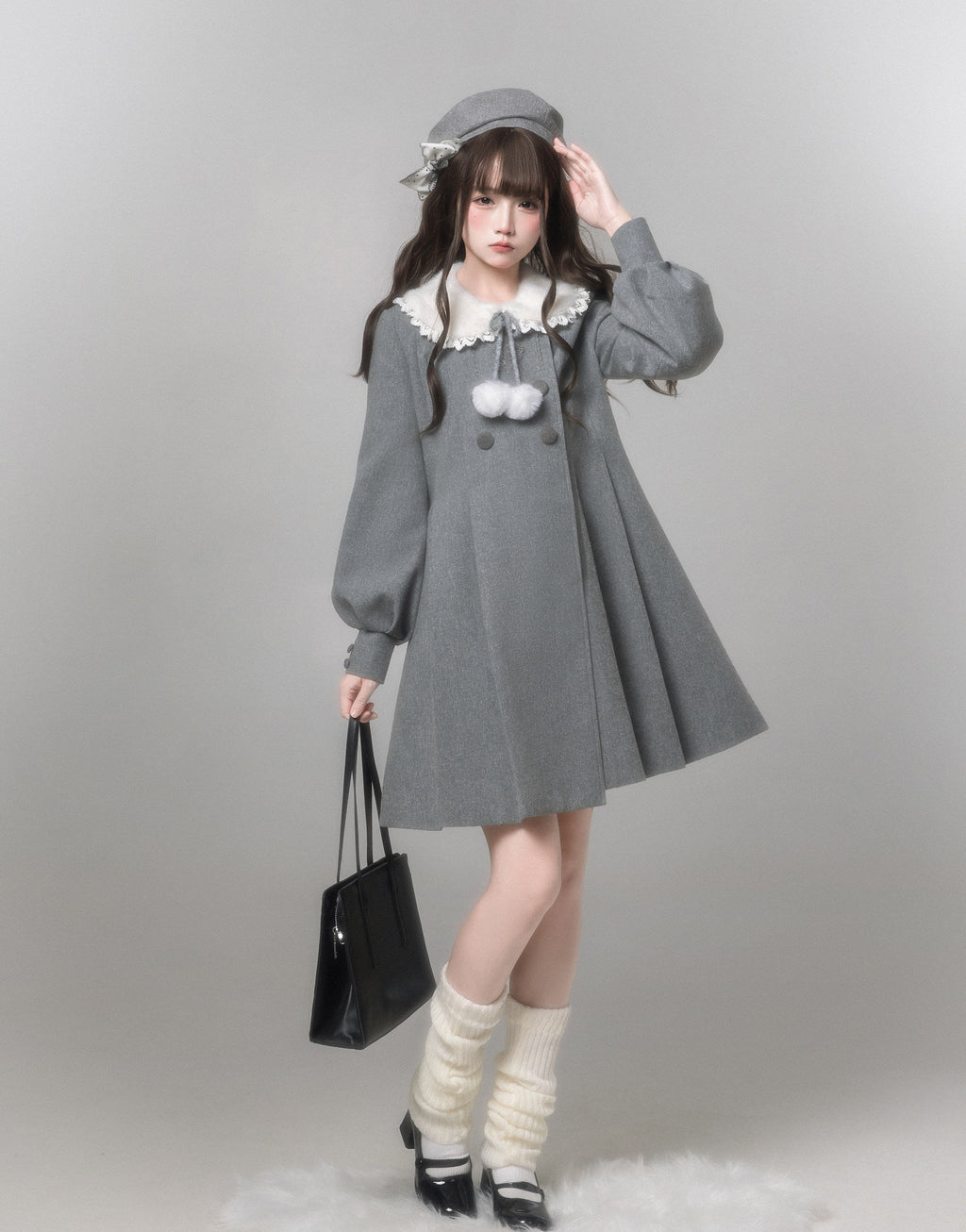 Miss Gray ふわふわ襟付きコート