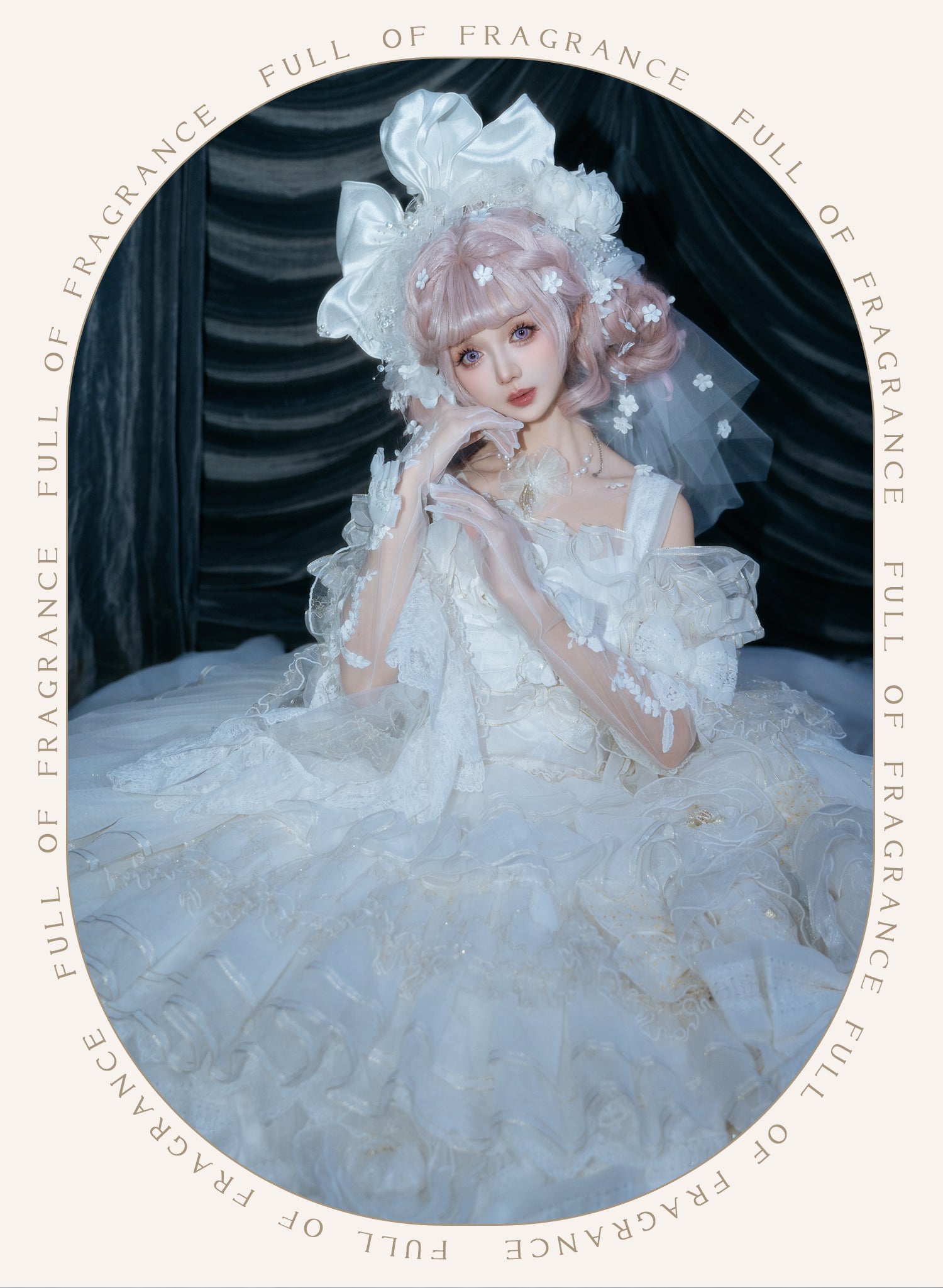 [Pre-orders available until 2/26] Full of Fragrance Dress with Train and Inner Skirt - White