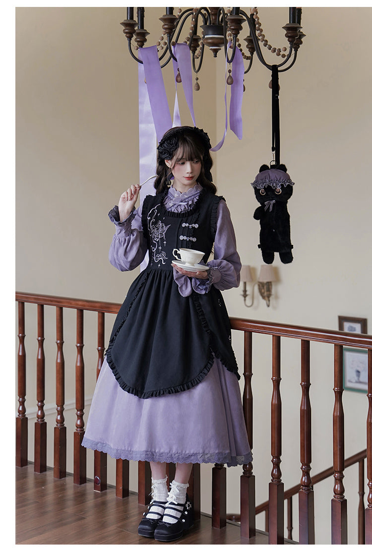 Sweet Moon 鈴蘭刺繍の華ロリエプロンとワンピース