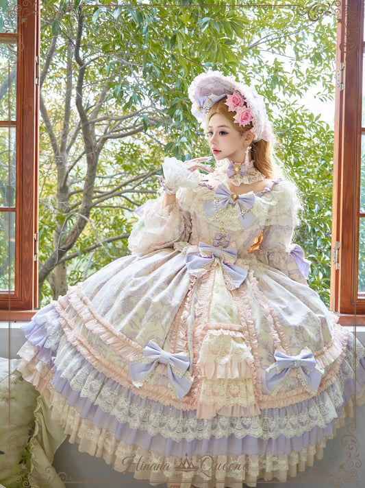 [Pre-orders available until 11/13] Rapunzel-style ribbon and lace luxury dress, short length