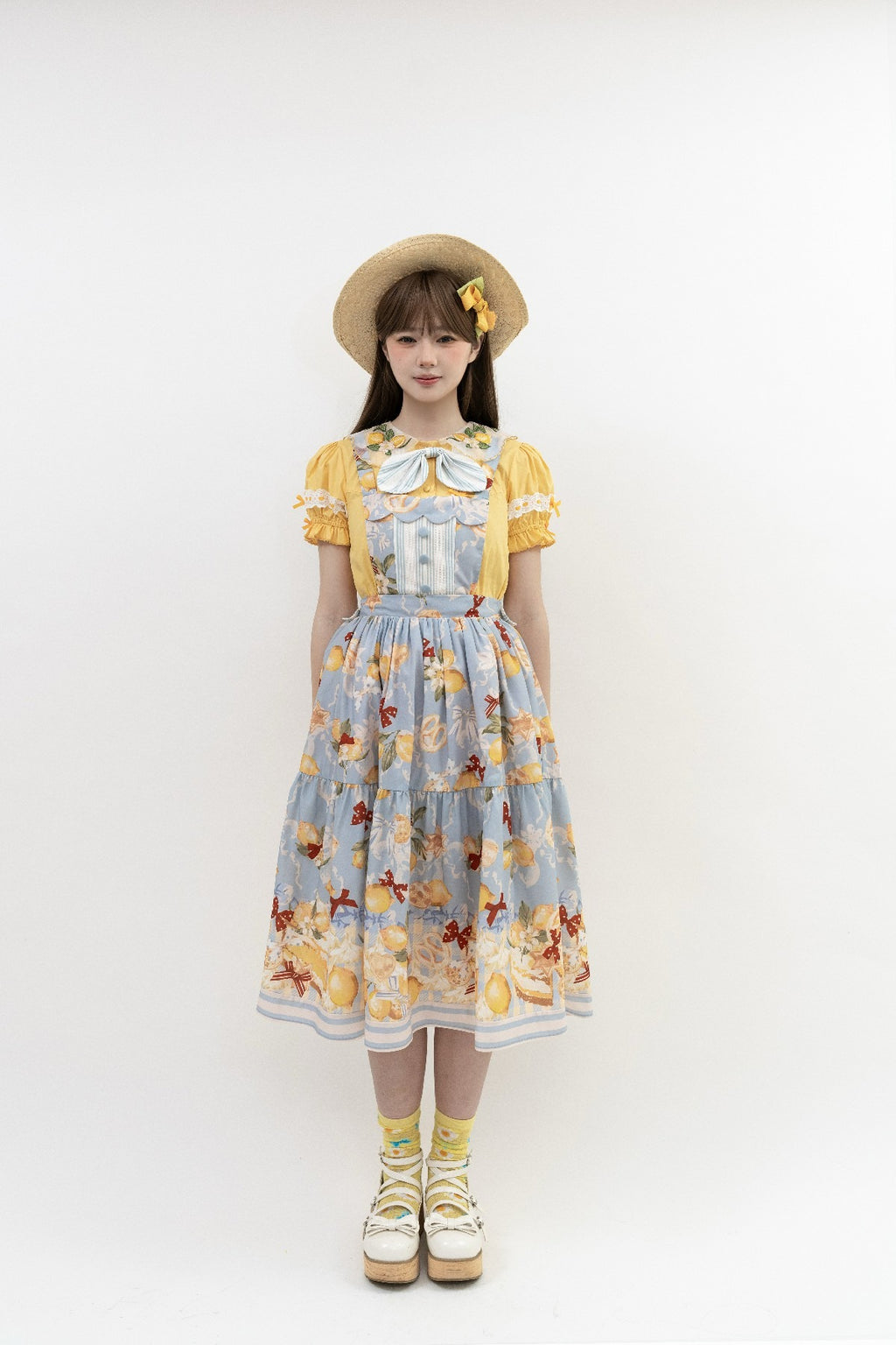 【受注予約6/26まで】Lemon Biscuit サスペンダースカート