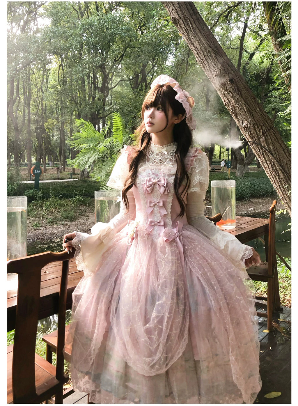 Spring in Giverny 油絵プリントジャンパースカート